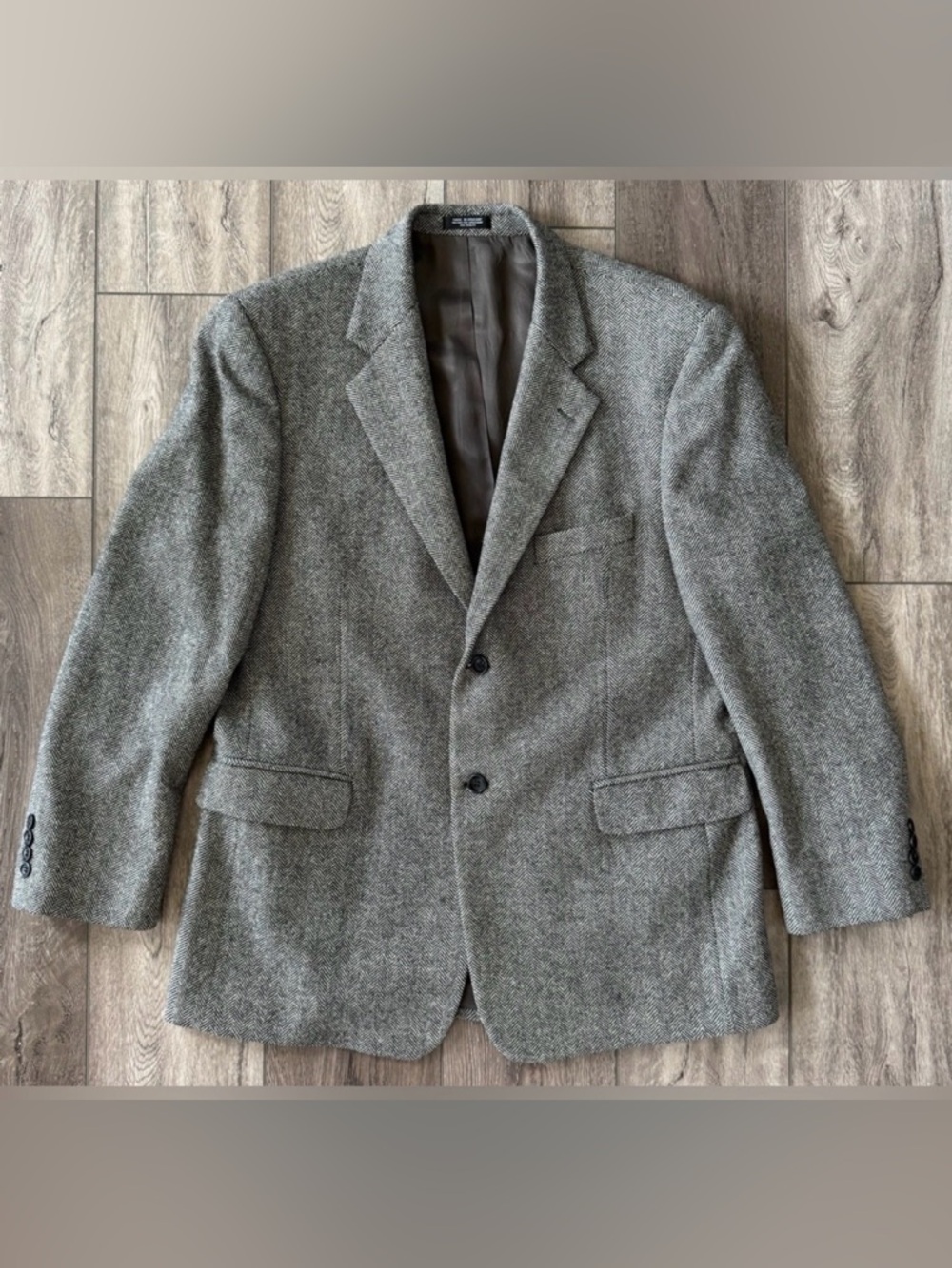 VTG Stafford Wool Lambswool Tweed Herringbone Blazer Sport Coat Jacket Mens 44R